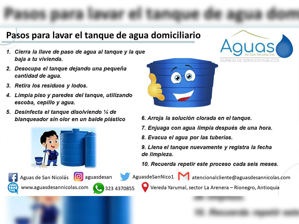 Pasos para lavar el tanque de agua domiciliario 